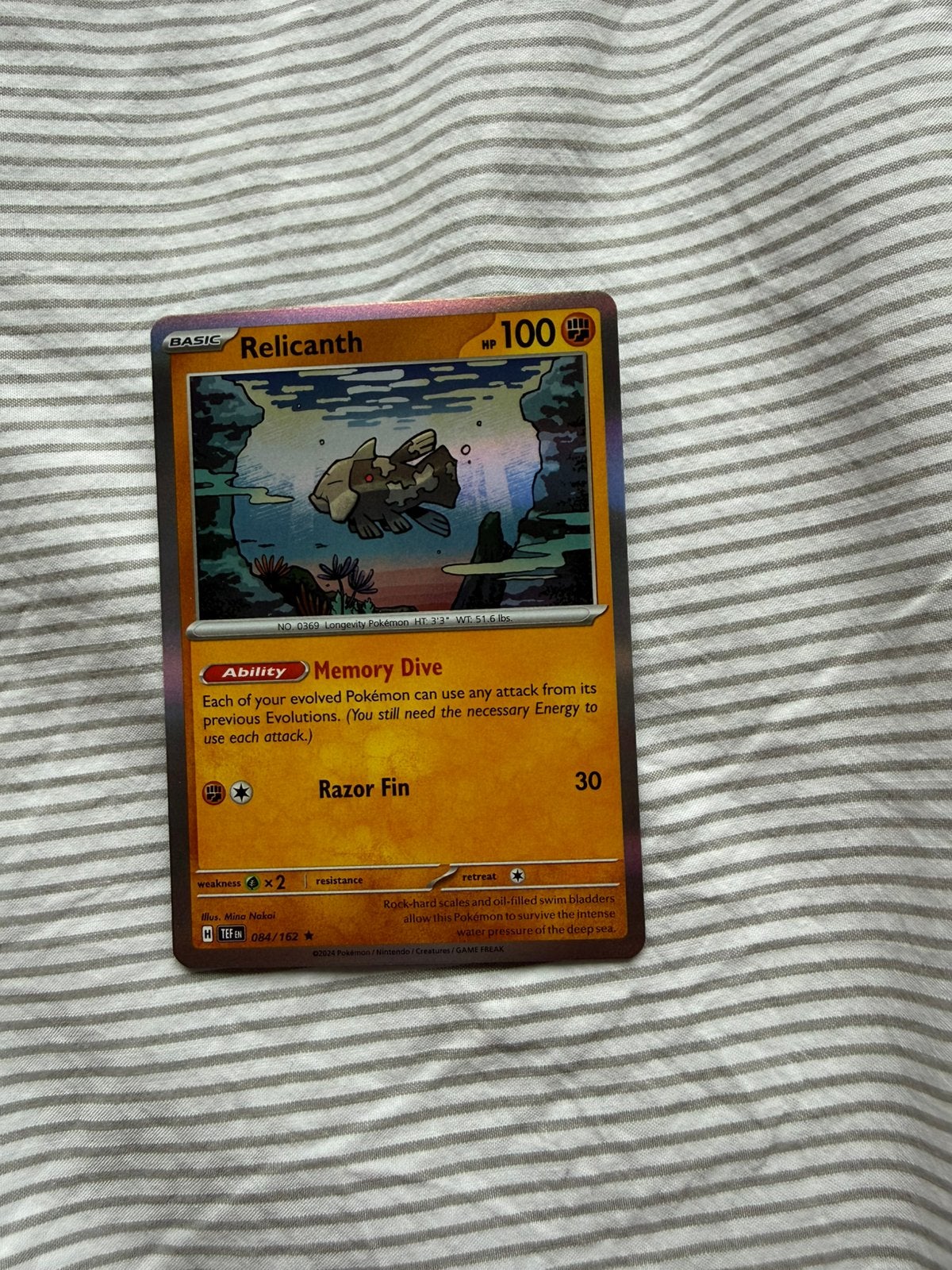 Relicanth holo pokemon kaart, Ophalen of Verzenden, Zo goed als nieuw