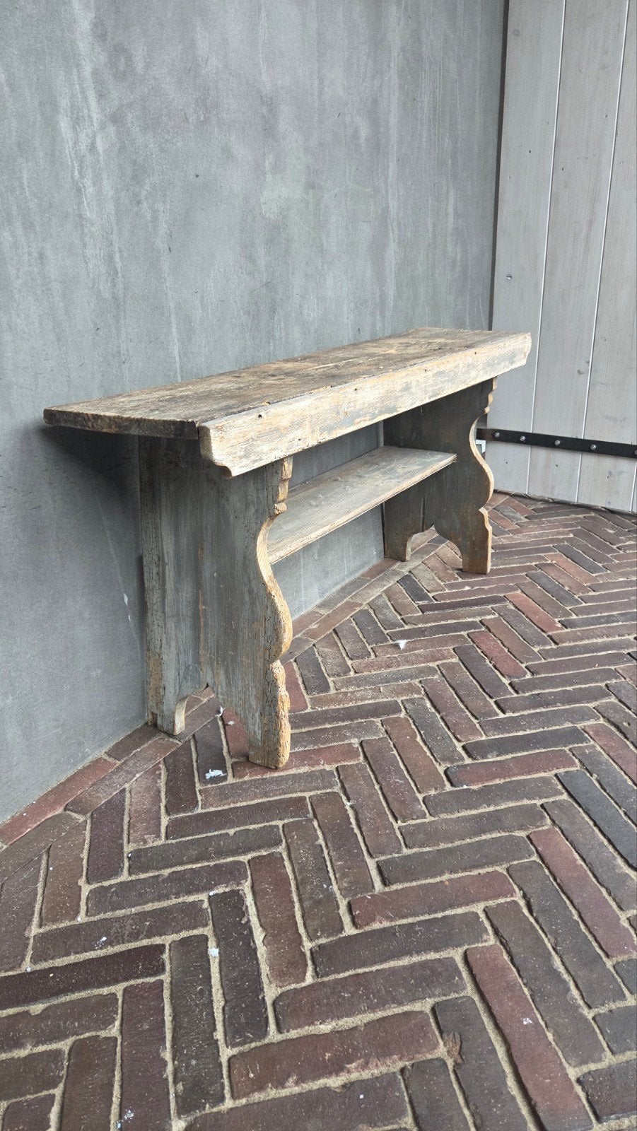 Antiek Frans Brocante Bankje - 113x57h, Ophalen
