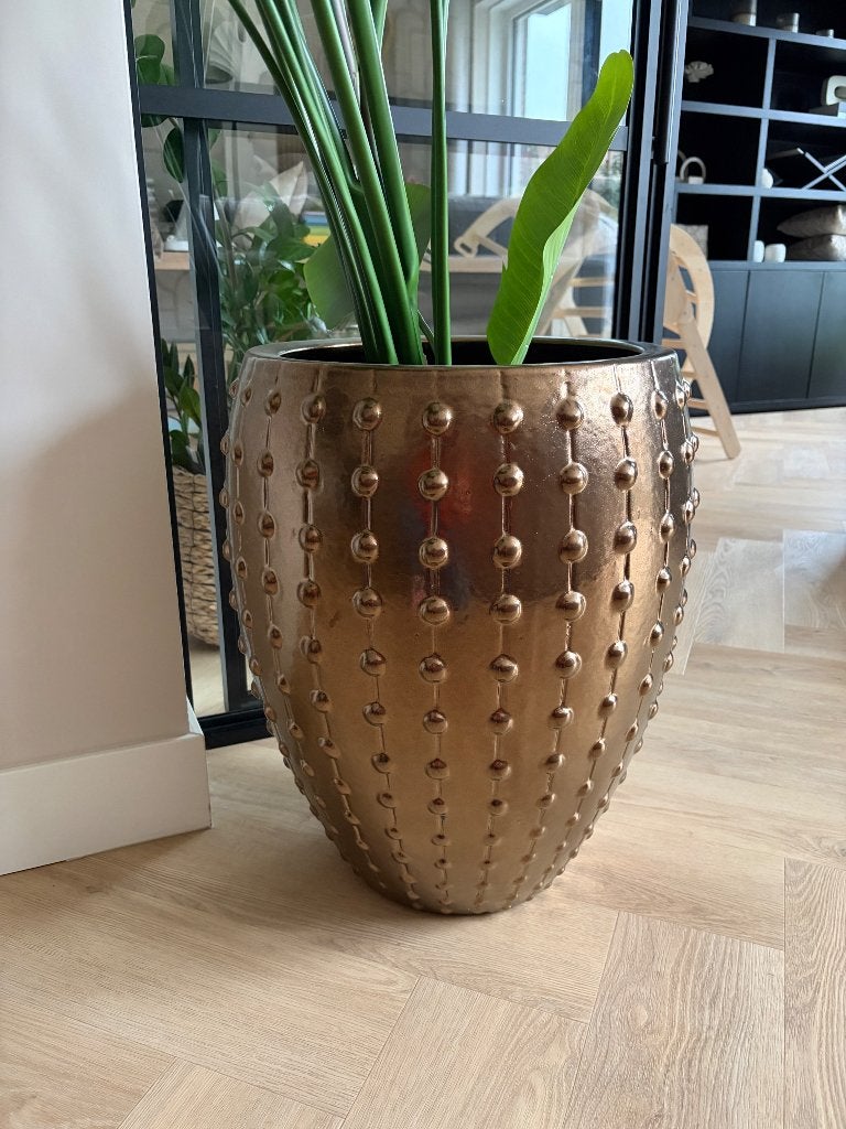 Bloempot Laos Emperor goud/brons, Ophalen, Overige materialen, Rond, Nieuw