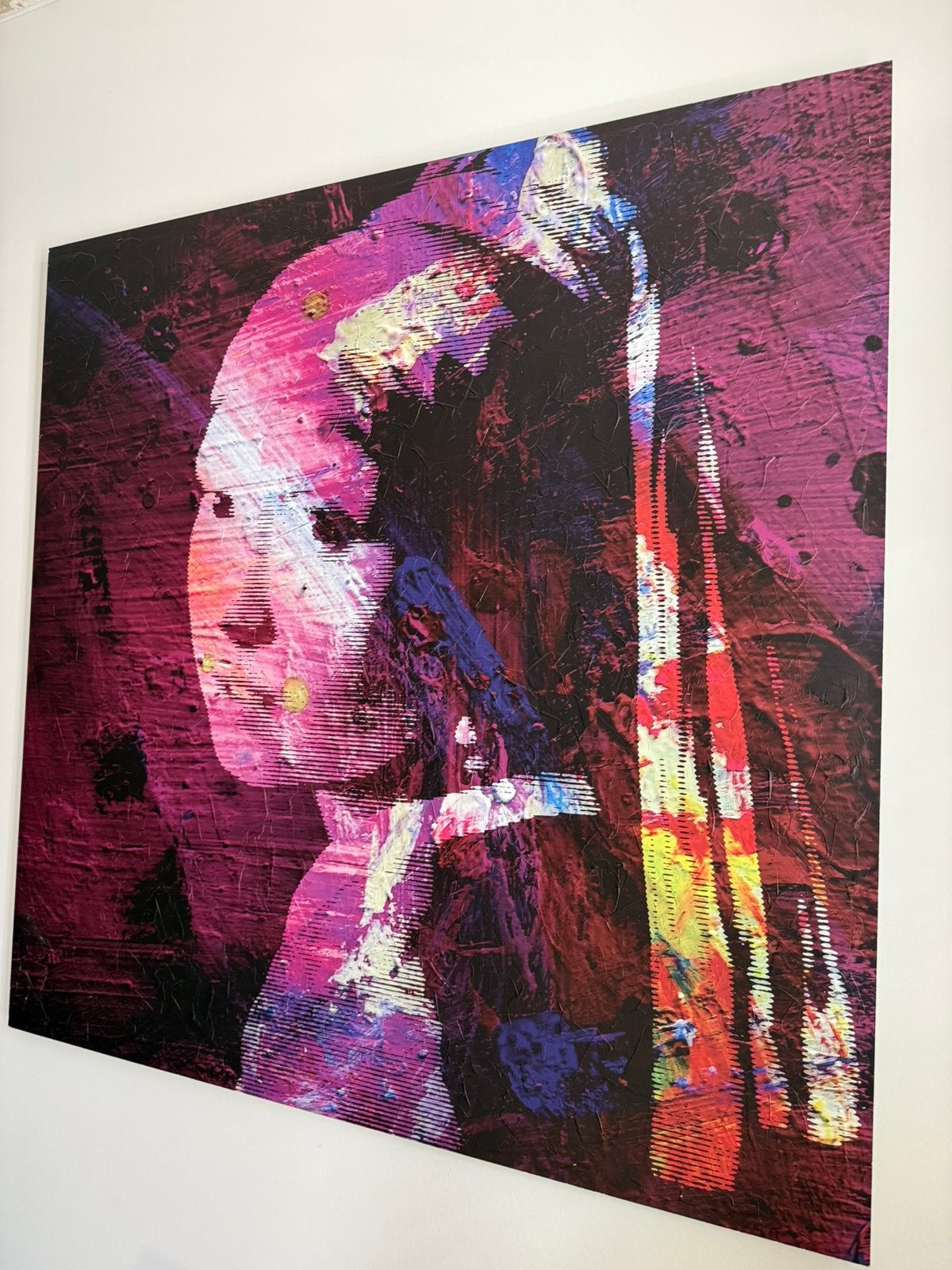 Dame met parel, Antiek en Kunst, Ophalen, Overige materialen, Met textuur, Gemengde techniek