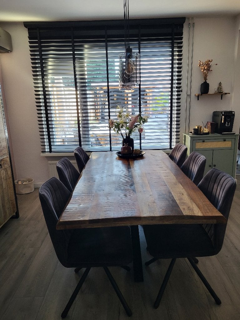 Mango houten boomstam eettafel met spinpoot 200x100 (Mokana), Huis en Inrichting, Ophalen, Overige materialen, 100 tot 150 cm