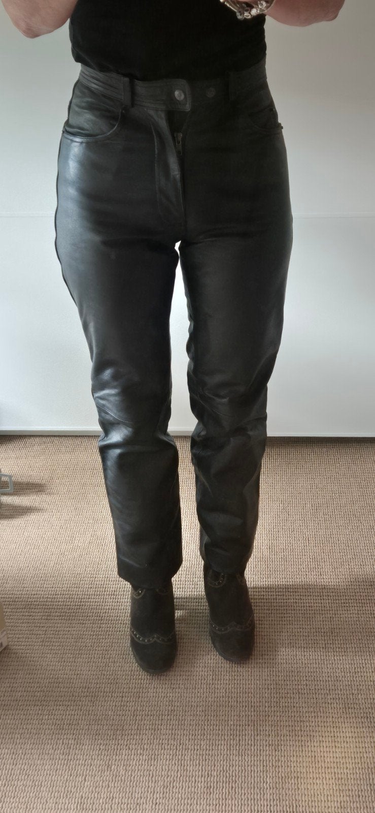 leren broek, Zwart, Ophalen of Verzenden, Zo goed als nieuw, Maat 36 (S)