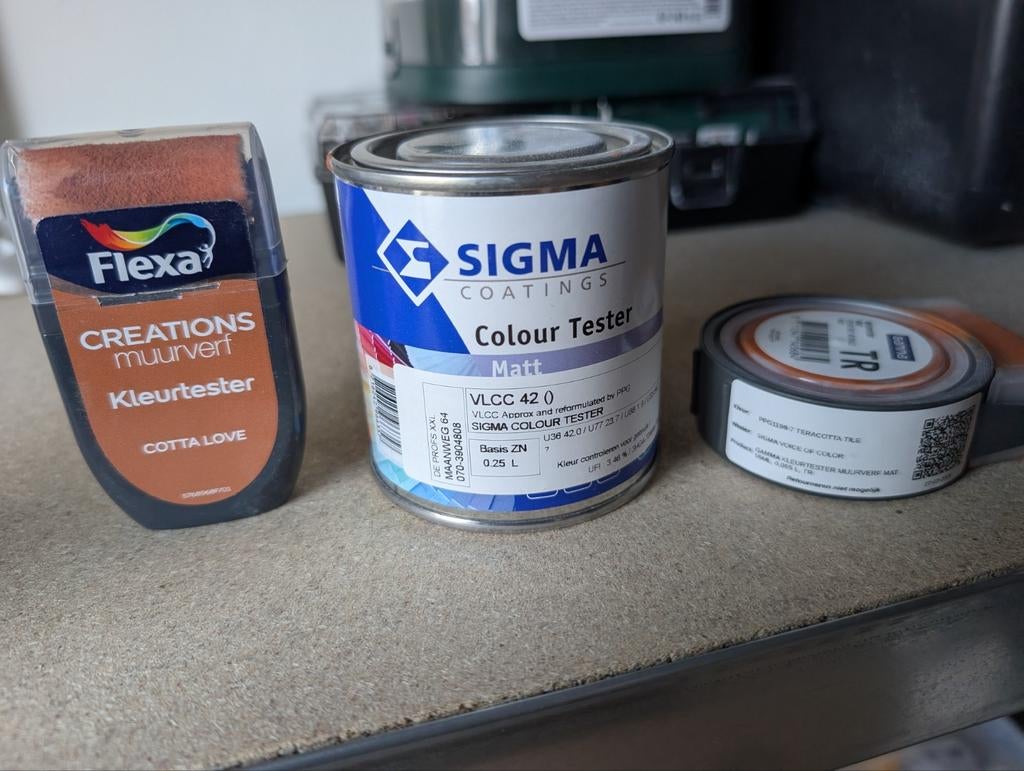 Flexa, Sigma en Gamma Terra kleurtesters muurverf, Minder dan 5 liter, Ophalen, Zo goed als nieuw, Verf