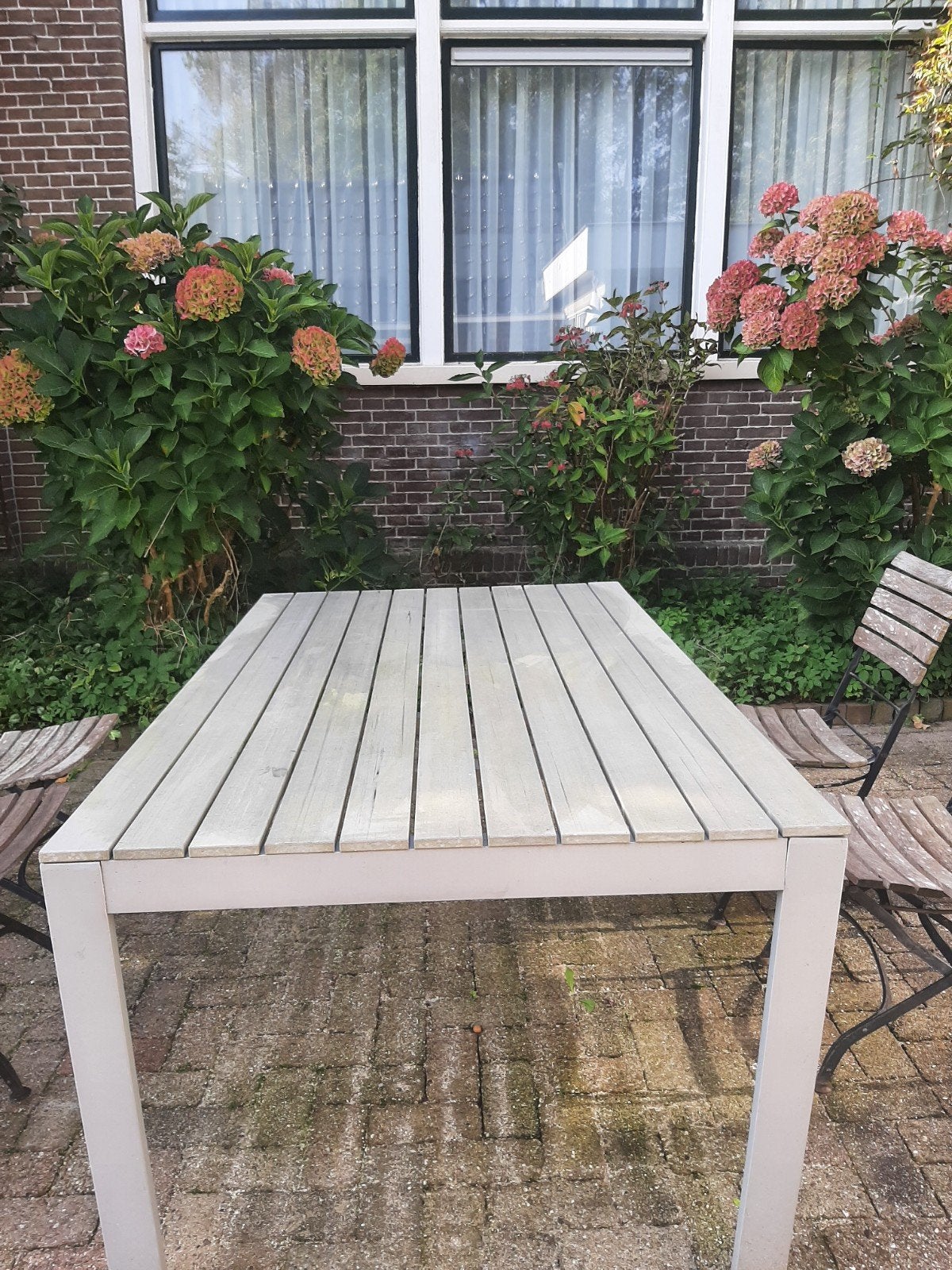 Ikea Falster tuintafel - 160x100 cm - Metaal/Polywood, Tuin en Terras, Ophalen, Gebruikt, Rechthoekig, Metaal
