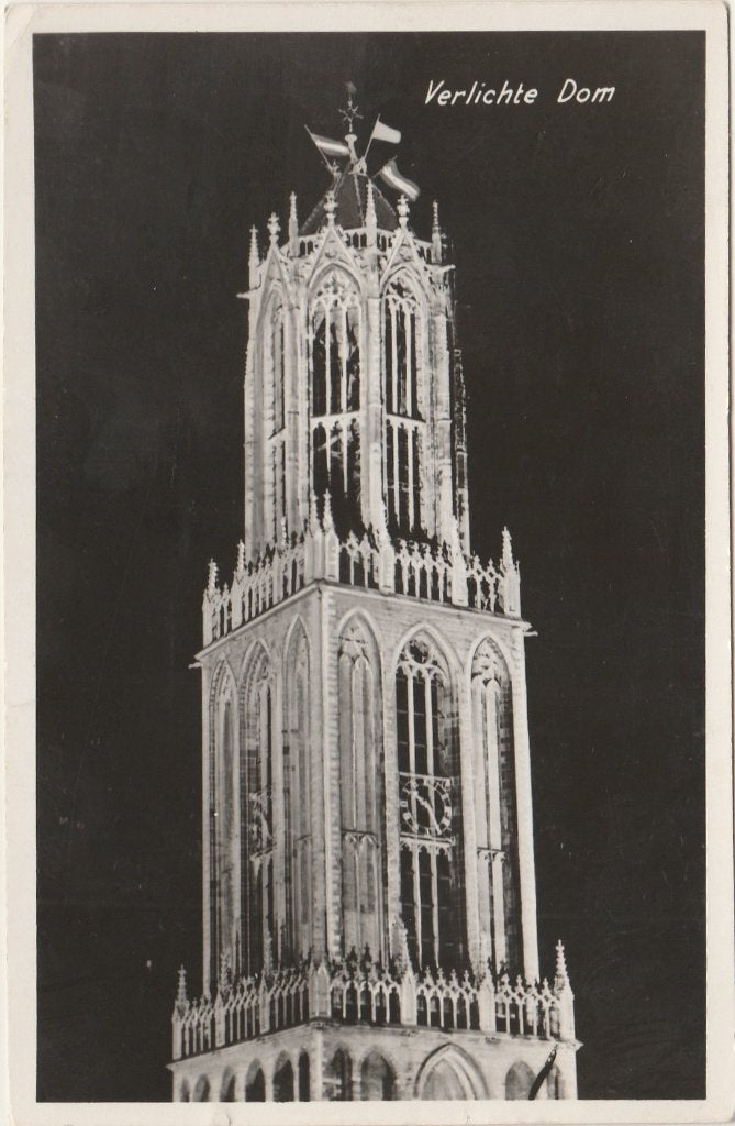 UTRECHT Verlichte Dom 1950, Verzenden, 1940 tot 1960, Gelopen, Utrecht