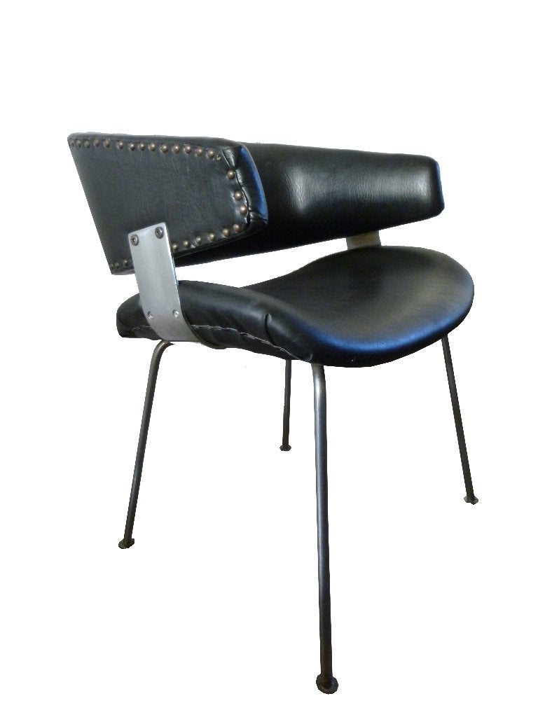 Zeldzame vintage Artifort F63 stoel design Geoffrey Harcourt, Huis en Inrichting, Ophalen, Gebruikt, Zwart, Metaal