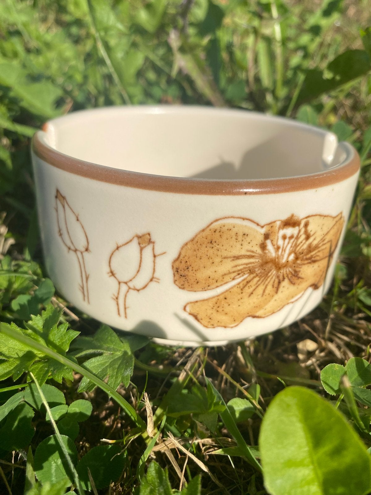 Vintage keramische asbak met bloemmotief Waechtersbach, Antiek en Kunst, Ophalen of Verzenden