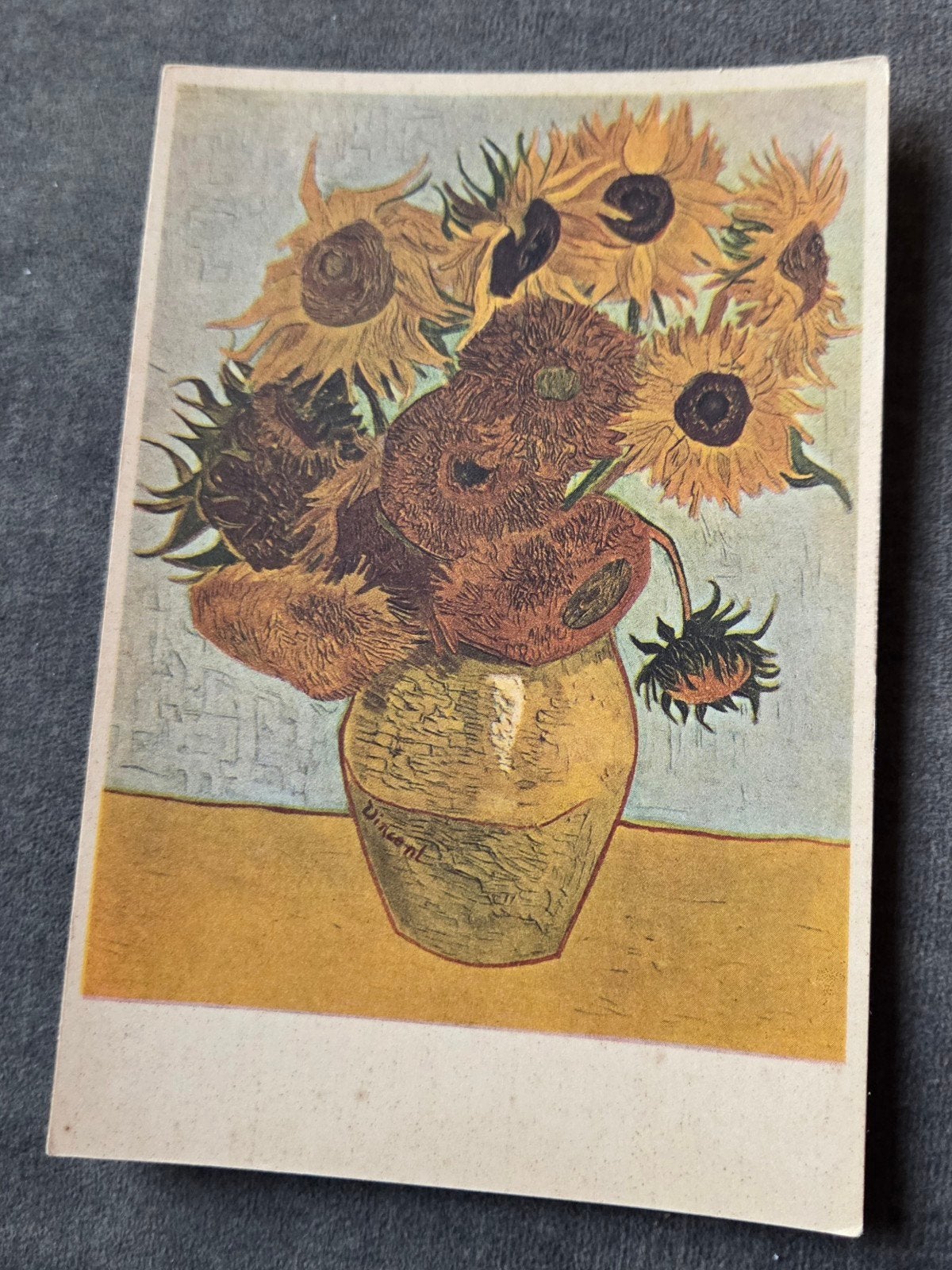 Vintage Ansichtkaart Vincent van Gogh Zonnebloemen, Verzenden, 1940 tot 1960, Ongelopen, Cultuur en Media