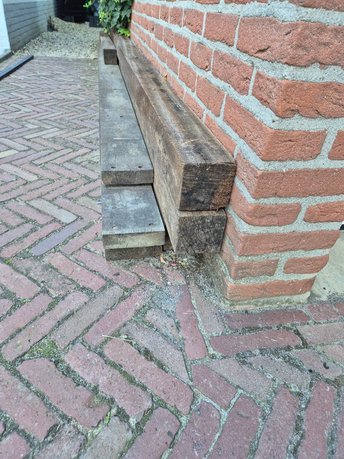 Azobe palen en balken - 2x 10x10 cm, 2x 15x4 cm, Ophalen, Gebruikt, Hardhout, 250 cm of meer
