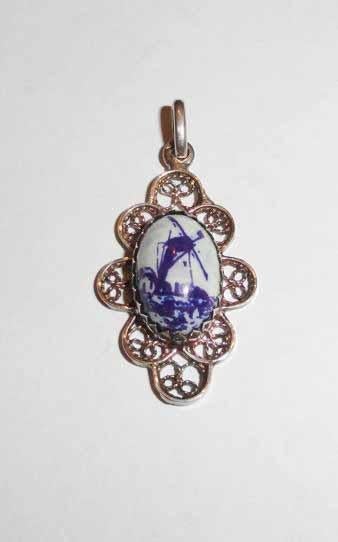 Hanger Delft Molen zilver 835 filigrain, Overige voorstellingen, Ophalen of Verzenden, Zo goed als nieuw, Zilver