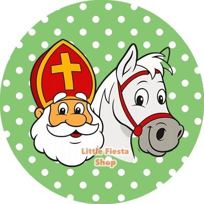 lf224 ouwel sint en paard 20x4,7cm eetbare cupcake rondjes, Ophalen of Verzenden, Nieuw, Cupcakes, Versiering