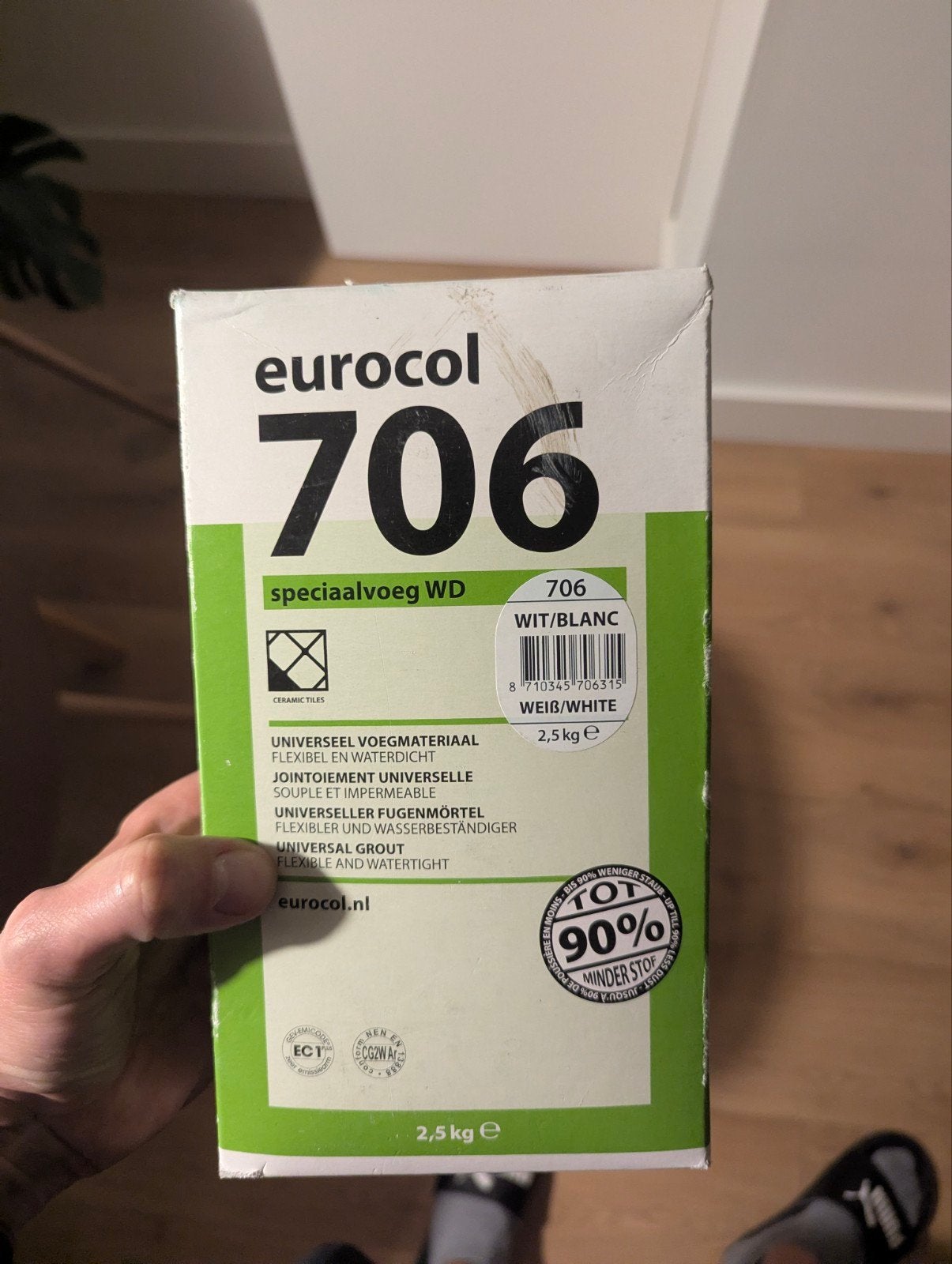 Eurocol 706 Speciaalvoeg WD Wit/Blanc 2,5 kg, Doe-het-zelf en Verbouw, Ophalen, Gebruikt