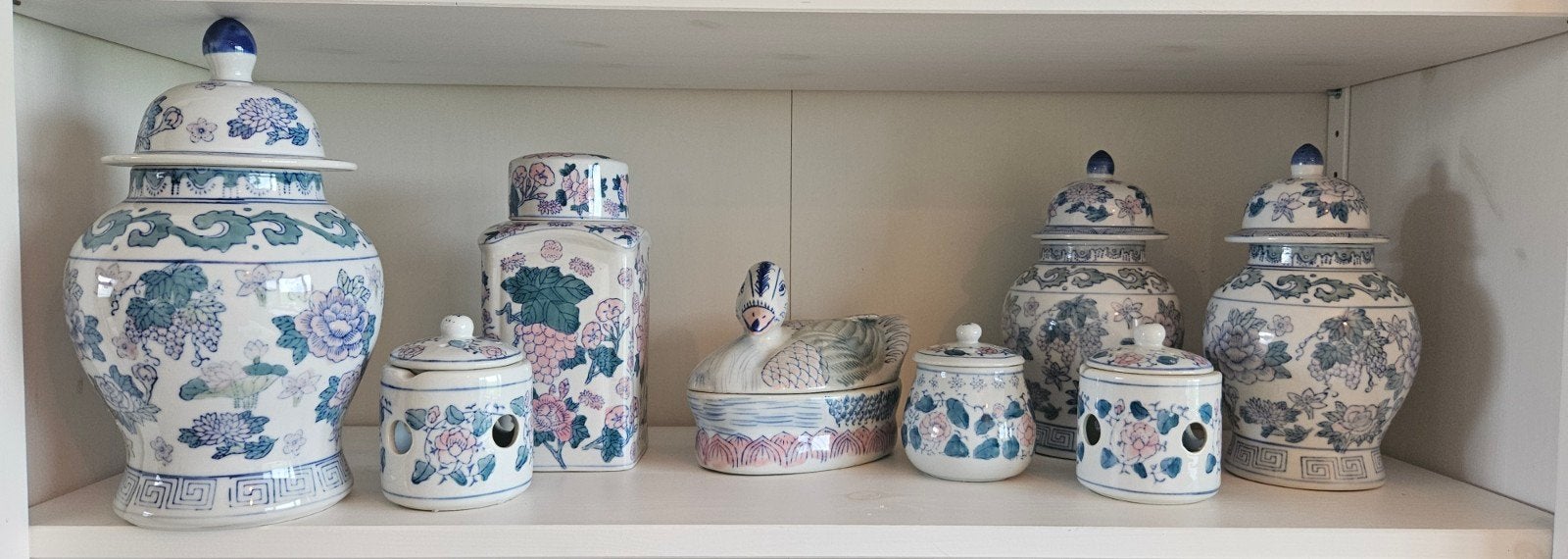 8-delige Vintage Chinoiserie Porselein Set, Ophalen of Verzenden
