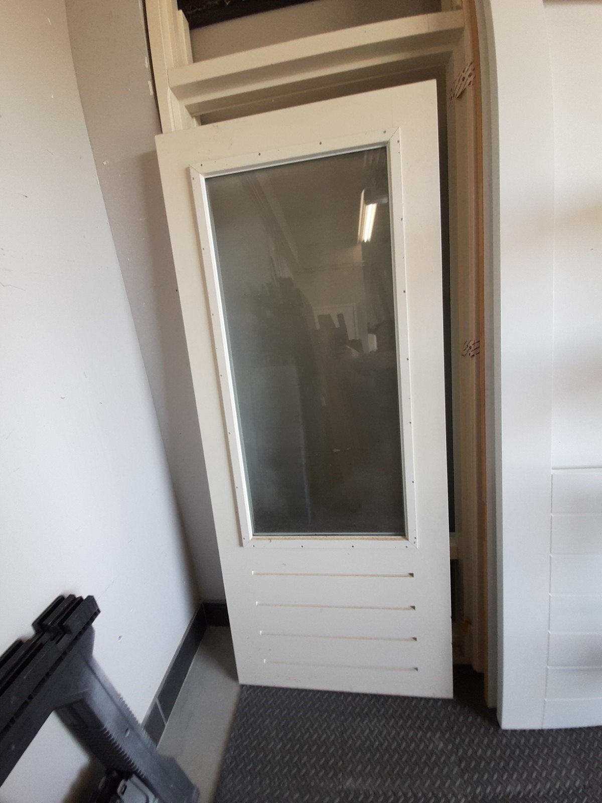 Hardhouten deur met isolatieglas, 201,5 cm x 83 cm, Doe-het-zelf en Verbouw, Ophalen, Gebruikt, 80 tot 100 cm, Buitendeur