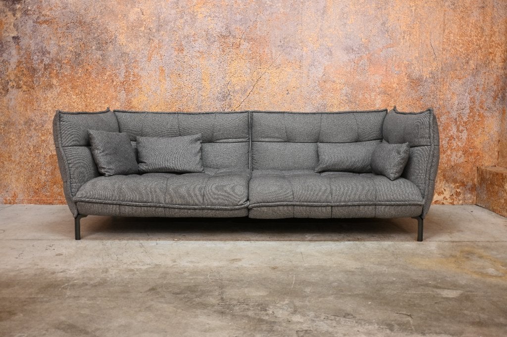 ZGANieuw grijze stoffen B&B Italia Husk design bank, 250 tot 300 cm, 75 tot 100 cm, Ophalen of Verzenden, Zo goed als nieuw