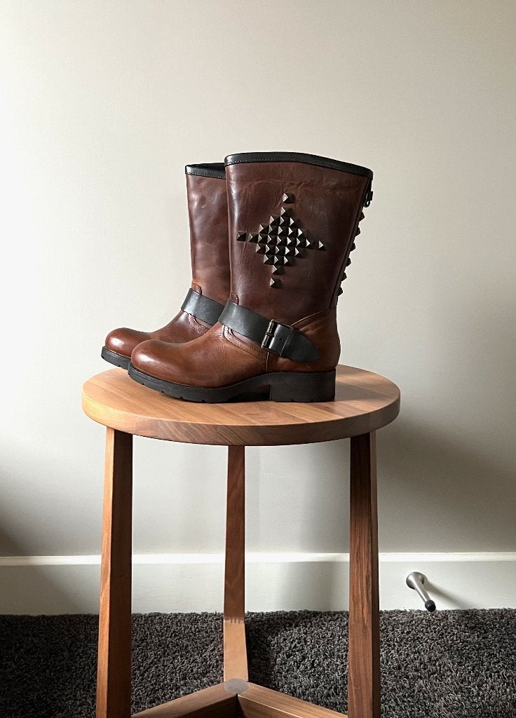 Nieuw 190€: stoere bruine leren laarzen/boots; Koah; mt 37, Bruin, Lage of Enkellaarzen, Nieuw, Ophalen of Verzenden