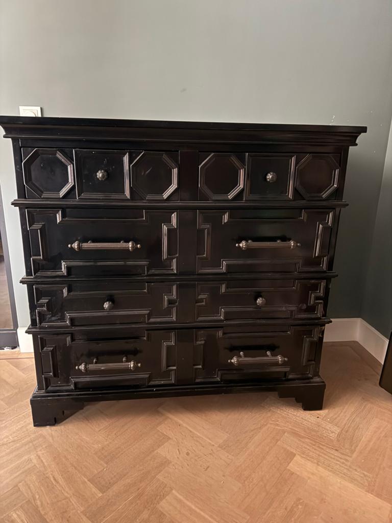Eichholtz luxe zwarte ladekast / dressoir, Ophalen, Gebruikt, 25 tot 50 cm, Minder dan 100 cm