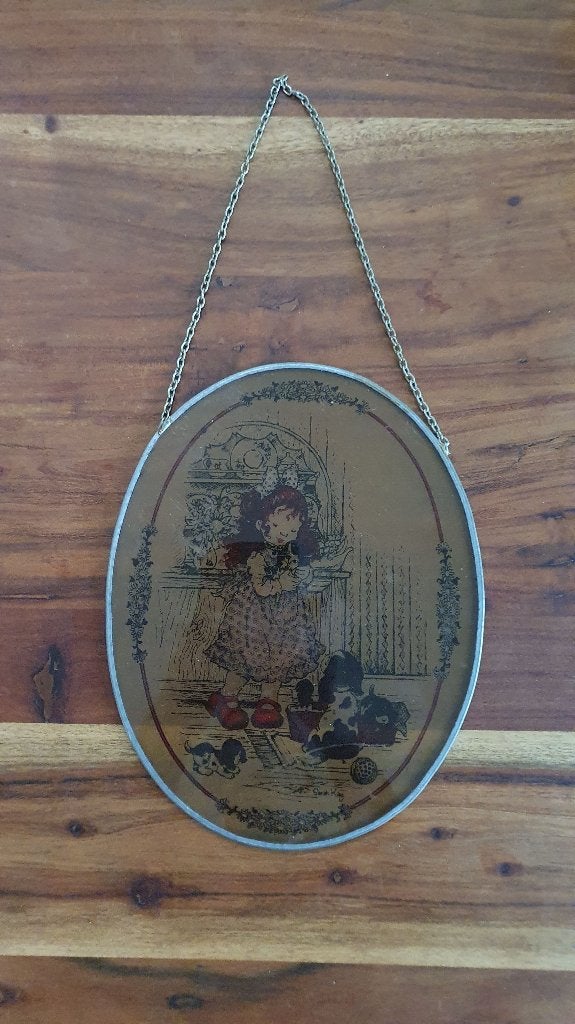 Vintage Sarah Kay raamdecoratie glas in lood. 5C8, Huis en Inrichting, Tweedehands verkoop, Tweedehands verkoop, Gebruikt, Ophalen of Verzenden