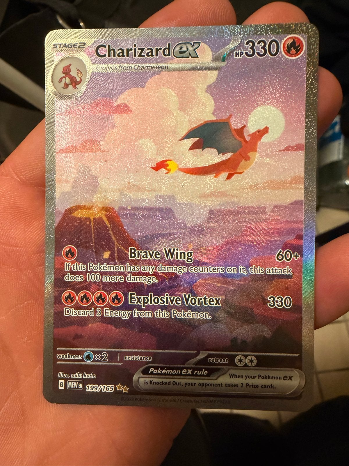 Charizard EX 199/165  - PSA 10 waardig!, Ophalen of Verzenden, Zo goed als nieuw, Losse kaart, Foil
