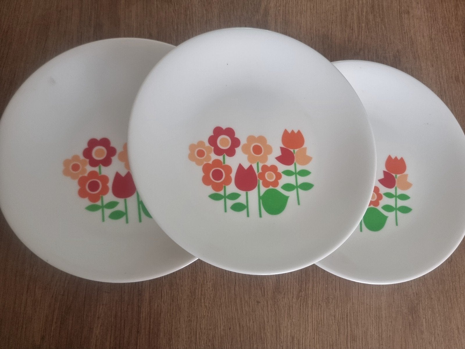 4x Vintage Voluform Melamine Plastic Bordjes Bloemen, Huis en Inrichting, Keuken | Servies, Ophalen of Verzenden