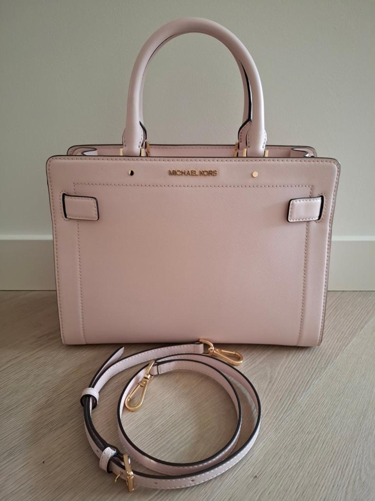 Michael Kors Rayne handtas medium roze leer, Sieraden, Tassen en Uiterlijk, Tassen | Damestassen, Ophalen, Zo goed als nieuw, Roze