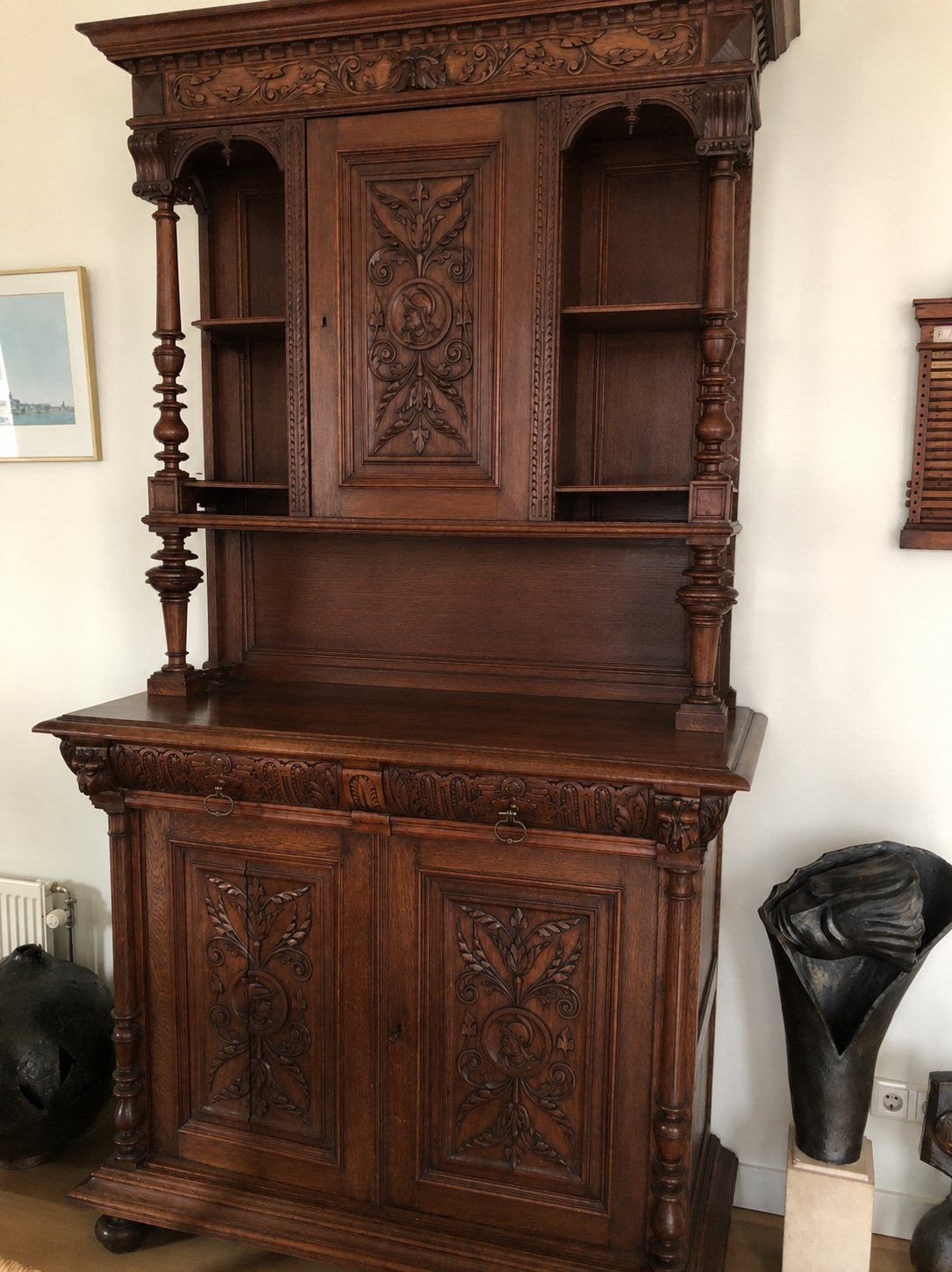 Antiek Eiken Dressoir met Rijkelijk Snijwerk, Antiek en Kunst, Antiek | Meubels | Kasten, Ophalen