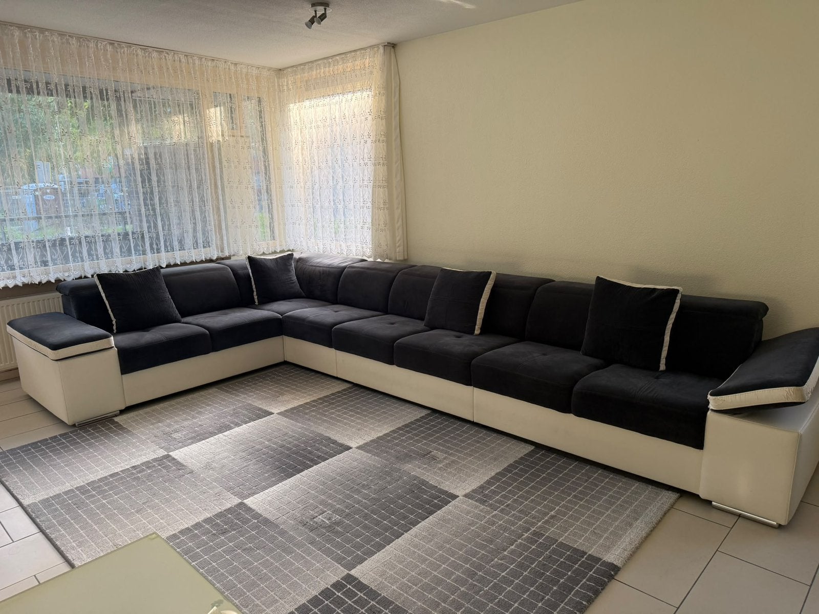 Bank + 2 tapijt, Ophalen, Gebruikt, 75 m² of meer, Grijs