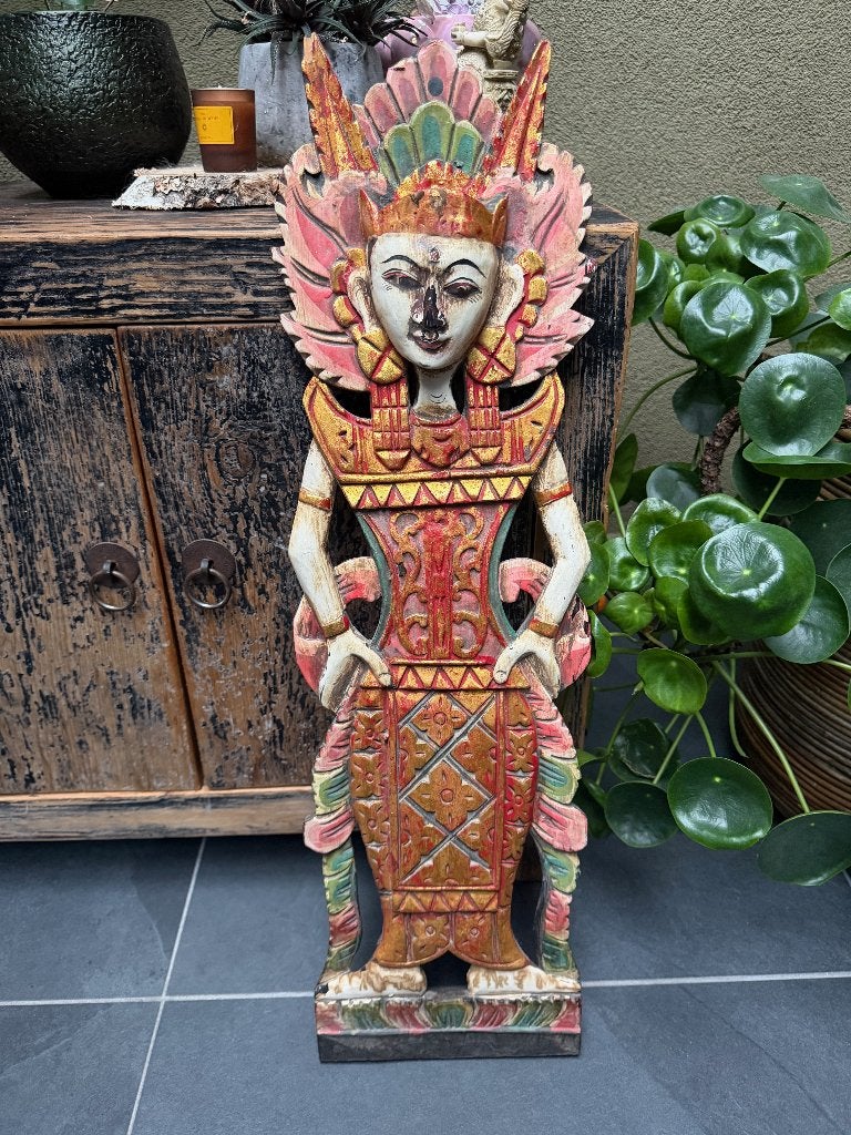 Balinees houtsnijwerk wandpaneel Indonesie, Huis en Inrichting, Gebruikt, Oosters, 67 cm, Hout