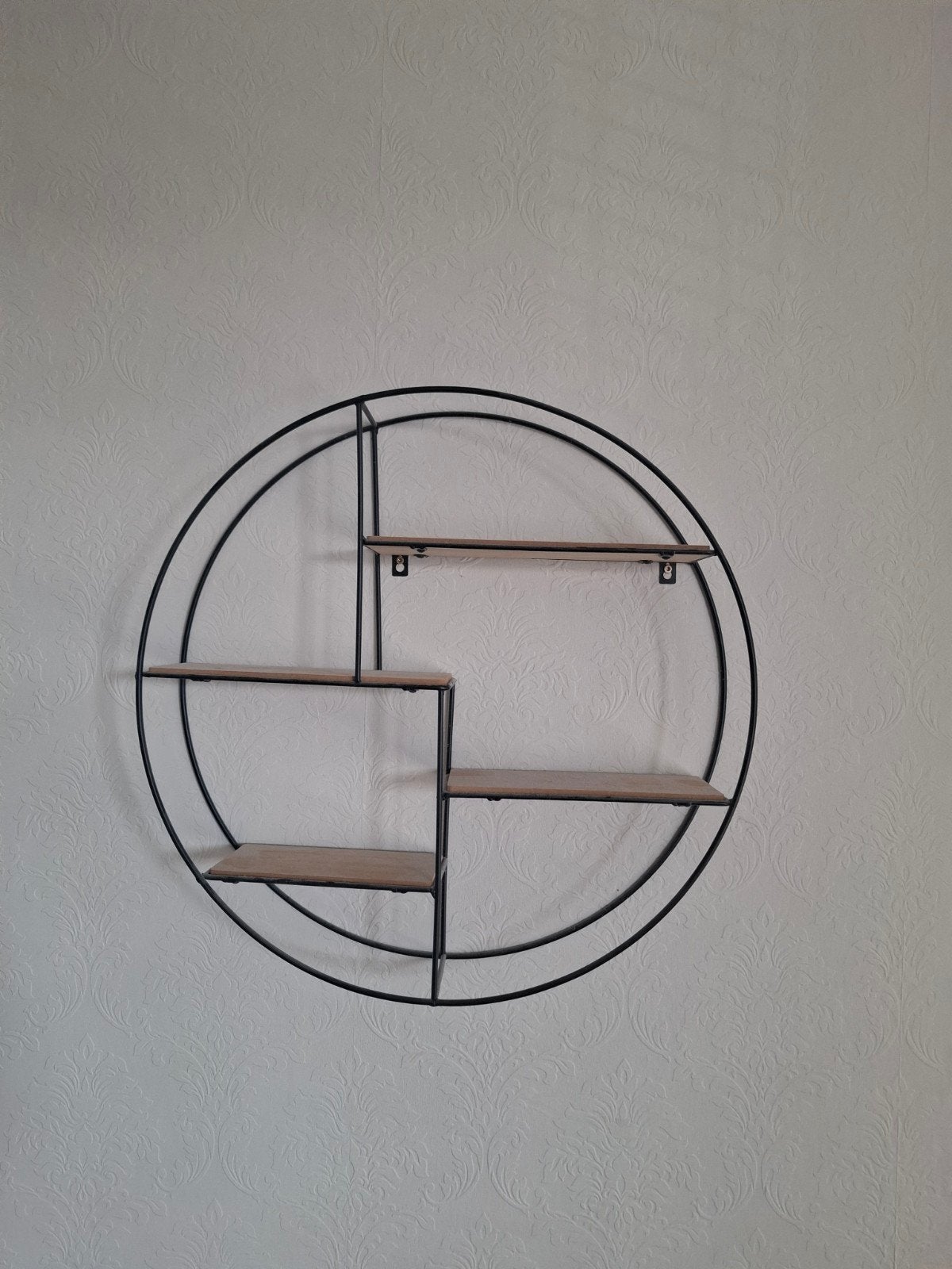 Ronde wandplank met metalen frame en houten planken, Huis en Inrichting, Ophalen of Verzenden, Gebruikt