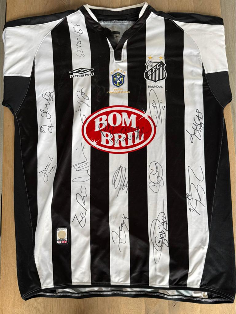 Gesigneerd Santos shirt - Neymar, Ze Roberto, Lucas Moura e., Ophalen of Verzenden, Zo goed als nieuw, Buitenlandse clubs, Shirt