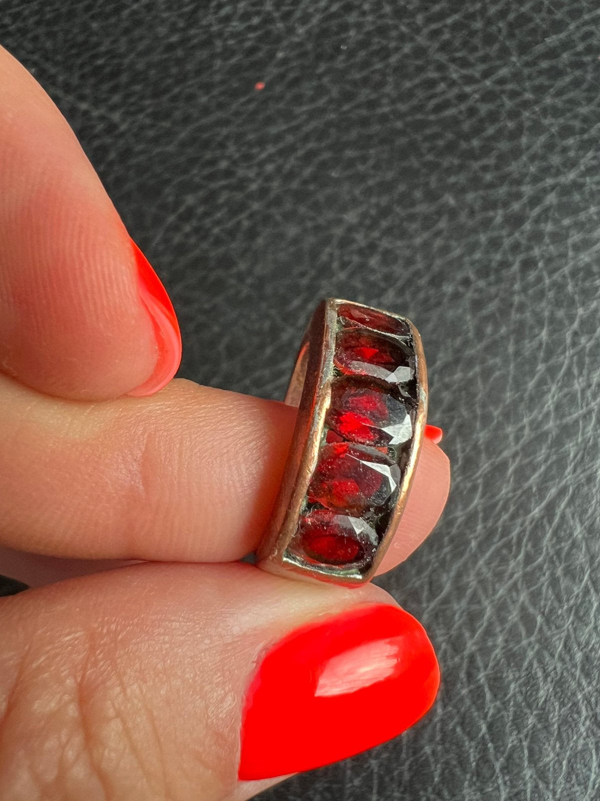zilveren ring met granaat, Ophalen of Verzenden, Zilver, Dame