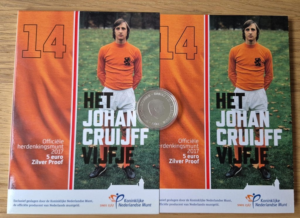 KNM 2017 Johan Cruijff Vijfje Zilver Proof, Postzegels en Munten, Verzenden, Koningin Beatrix, Zilver, Euro's