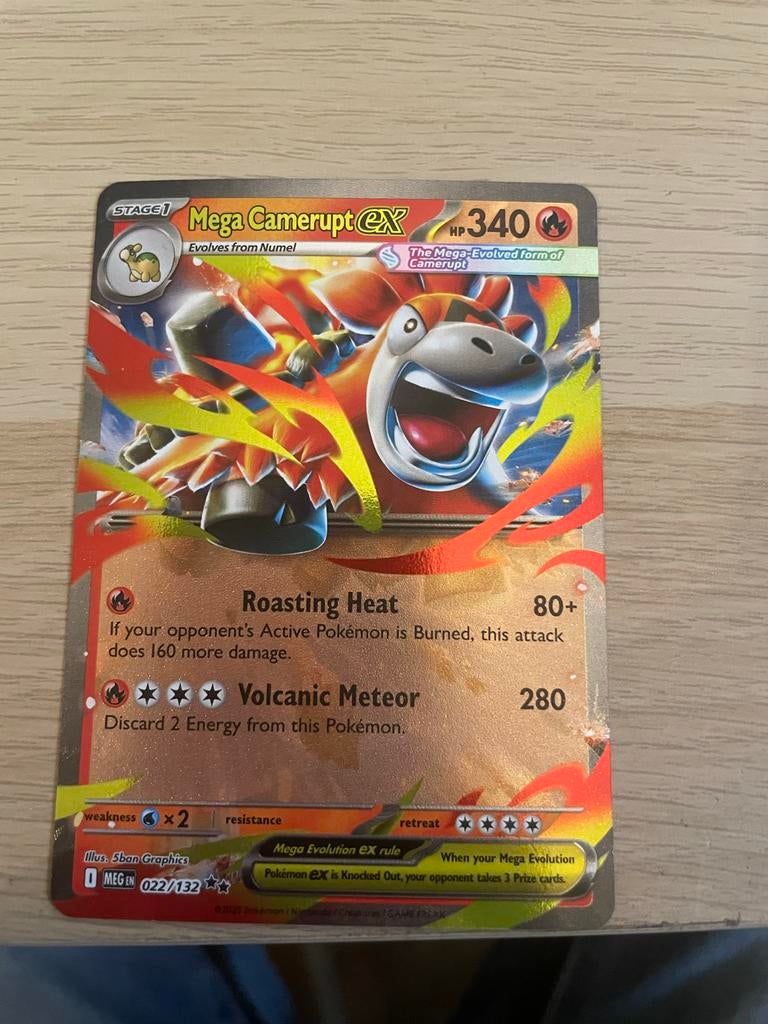 Mega Camerupt EX Pokémon Kaart, Ophalen of Verzenden, Nieuw, Losse kaart, Foil