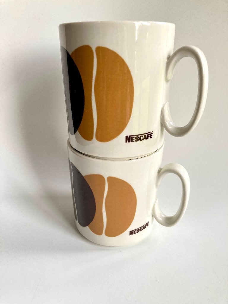 Villeroy & Boch 2 vintage bekers mokken Nescafe koffieboon, -, -, Villeroy & Boch, Zo goed als nieuw