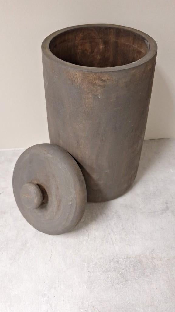 Countryfield houten pot met deksel h=30cm b=16cm, Tuin en Terras, Ophalen, Overige materialen, Rond, Binnen