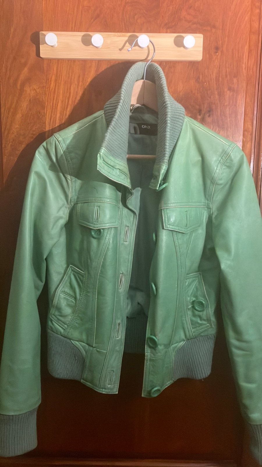 Leren jasje, Kleding | Dames, Ophalen, Gedragen, Maat 36 (S), Groen