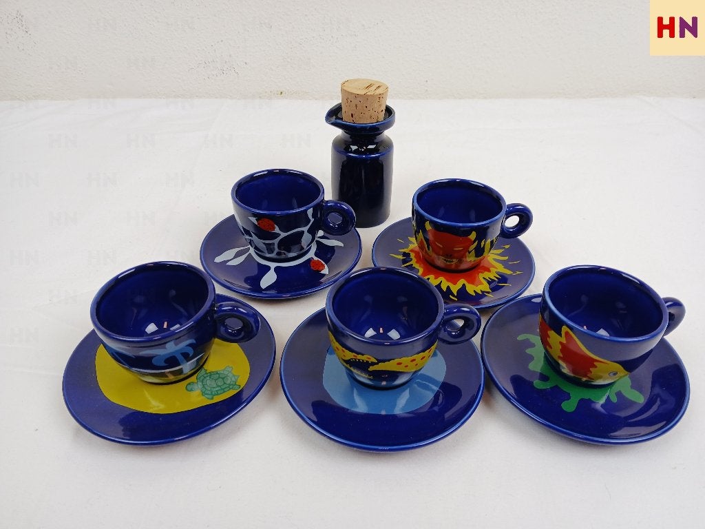 Zeldzame illy Collection 1994 Luca Trazzi espressokoppen set, Keramiek, Via Flavia 110, 34147 Trieste, Italië, Ophalen of Verzenden