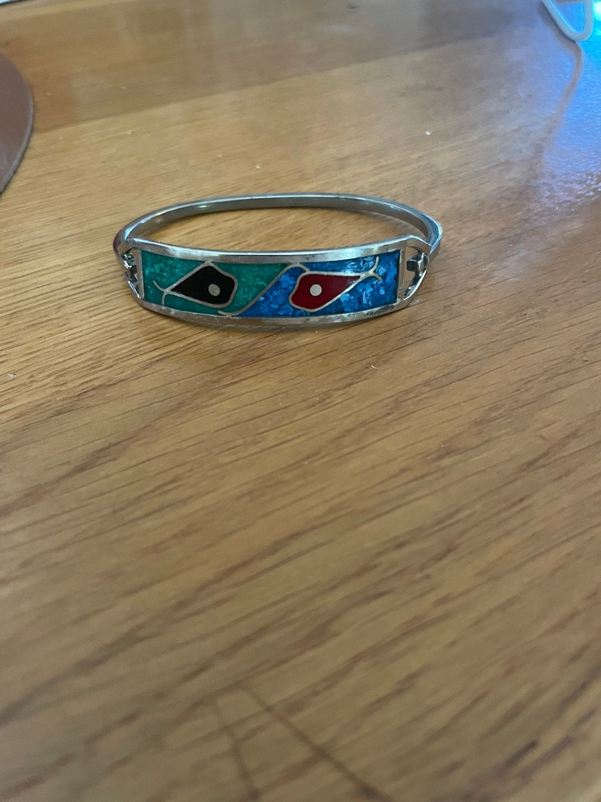 Mexicaanse armband met emaille bovenkant kan open., Sieraden, Tassen en Uiterlijk, Armbanden, Ophalen of Verzenden, Zo goed als nieuw