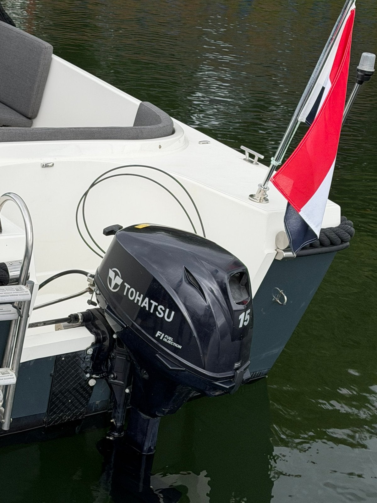 Lago amore 540 tohatsu 15pk 4 takt ( injectie ), Watersport en Boten, Ophalen, Zo goed als nieuw, Lago Amore, Elektrische start