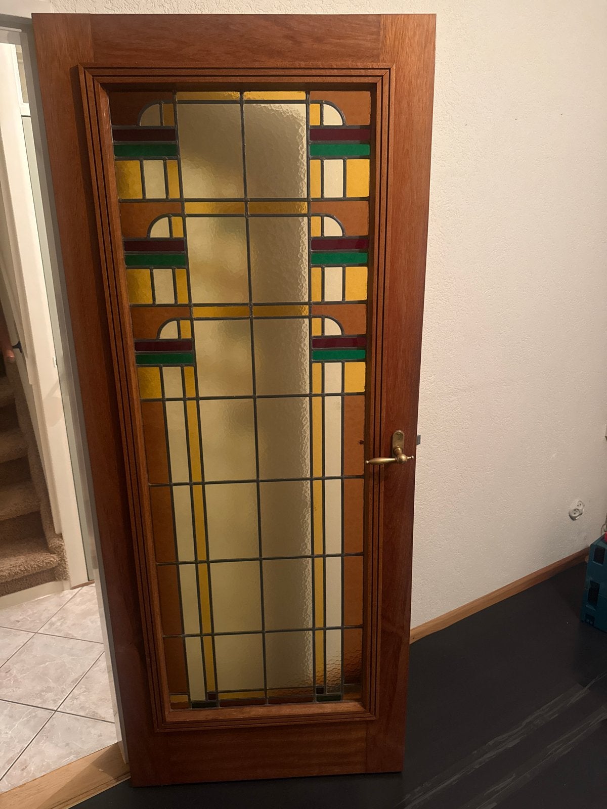Stompe binnendeur met glas-in-lood, 200,5x82 cm, Ophalen, Gebruikt, 80 tot 100 cm, Binnendeur