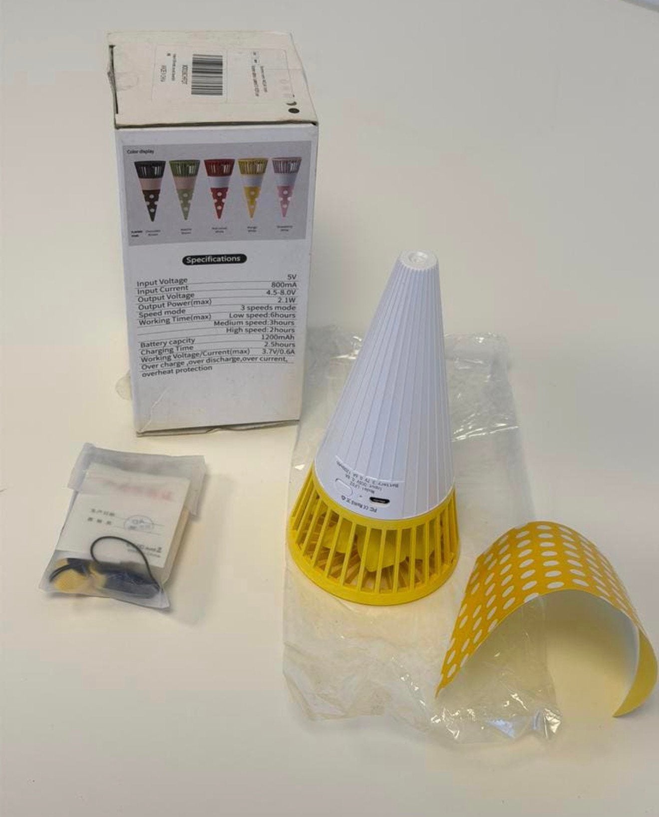 USB Ventilator IJsje Oplaadbaar Stil Handventilator Geel ijs, Nieuw, Ophalen of Verzenden, H, H