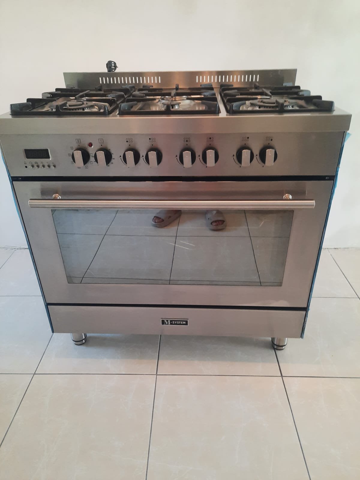 6-pits gasfornuis met grote oven – RVS, Witgoed en Apparatuur, Fornuizen, Ophalen, 60 cm of meer, Zo goed als nieuw, Gas