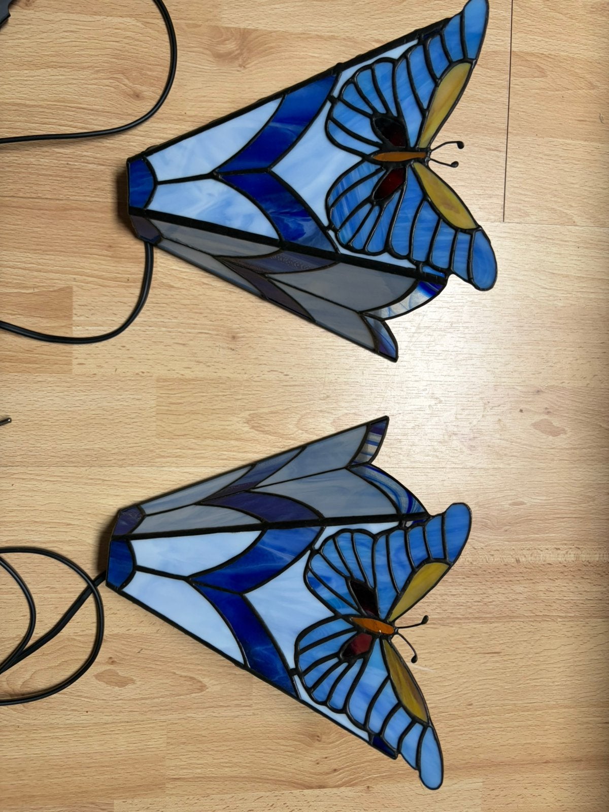 Tiffany wandlampjes 2 stuks, Met snoer/stekker, Blauw, Ophalen of Verzenden, Wandlamp