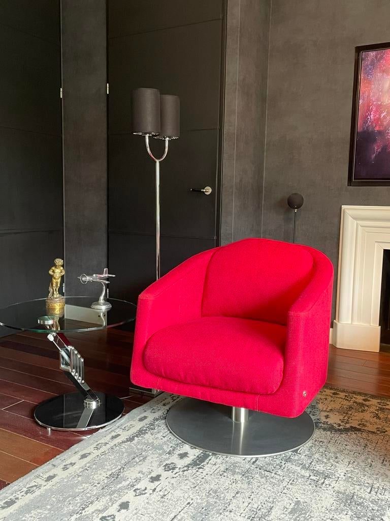 Natuzzi liu fauteuil rood, Huis en Inrichting, Fauteuils, Zo goed als nieuw, Stof, 50 tot 75 cm, 75 tot 100 cm, Ophalen
