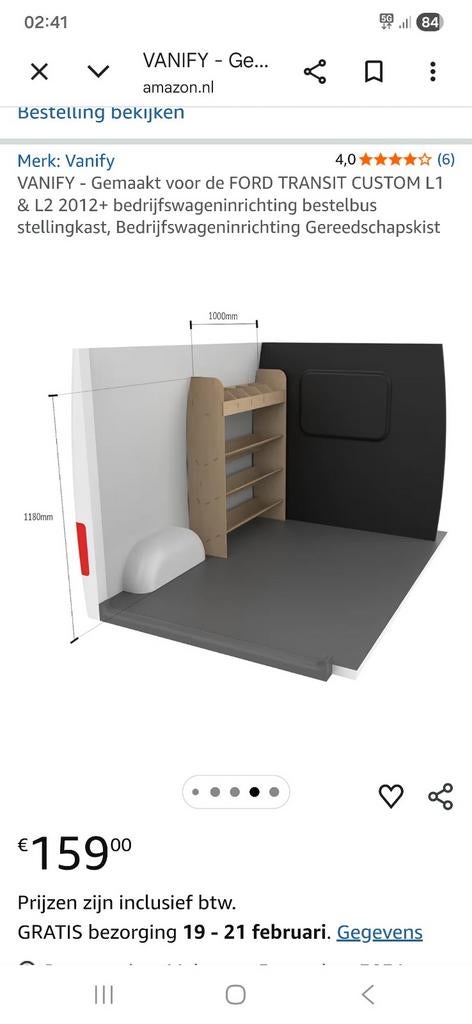 Vanify Stellingkast Ford Transit Custom L1/L2 (NIEUW IN DOOS, Ophalen of Verzenden, Nieuw, Ford