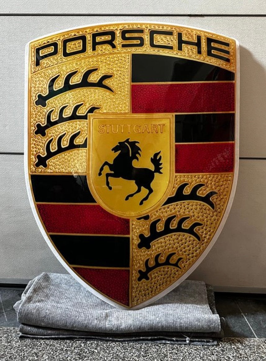 Porsche-dealerlichtbakplaat origineel XXL: 122 x 93 x 4 cm, Ophalen, Gebruikt, Auto's