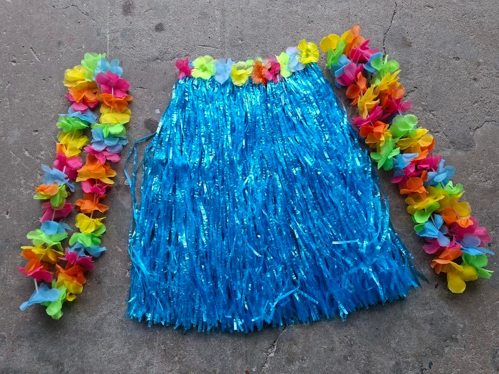 Hawaïaanse Hula Rok en Bloemenkransen Set, Ophalen of Verzenden