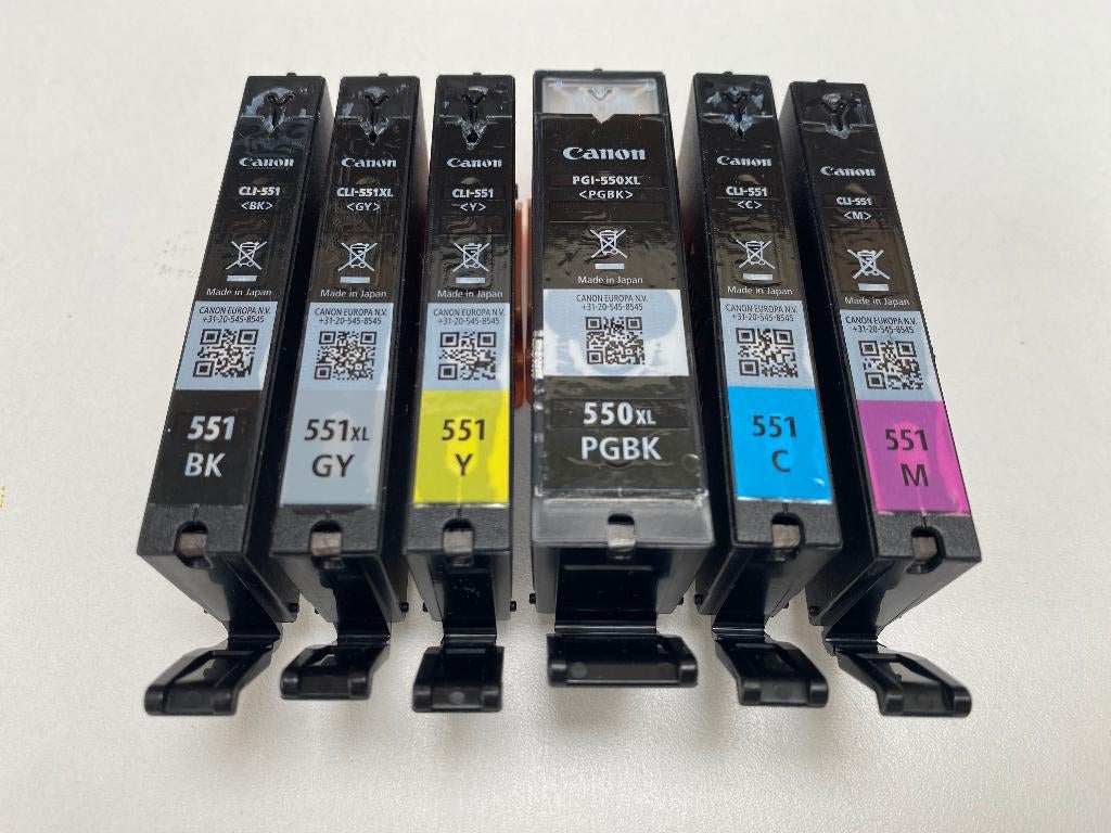 Canon 6 originele inktpatronen 550/551 – MG7150/MG7550, Ophalen of Verzenden, Gebruikt, Cartridge, Canon