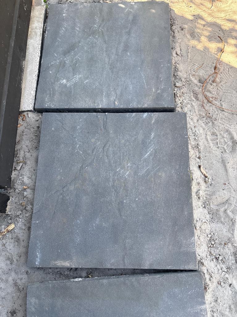 14 terrastegels 60 x 60 antraciet, Ophalen, Gebruikt, 5 tot 10 m², Beton