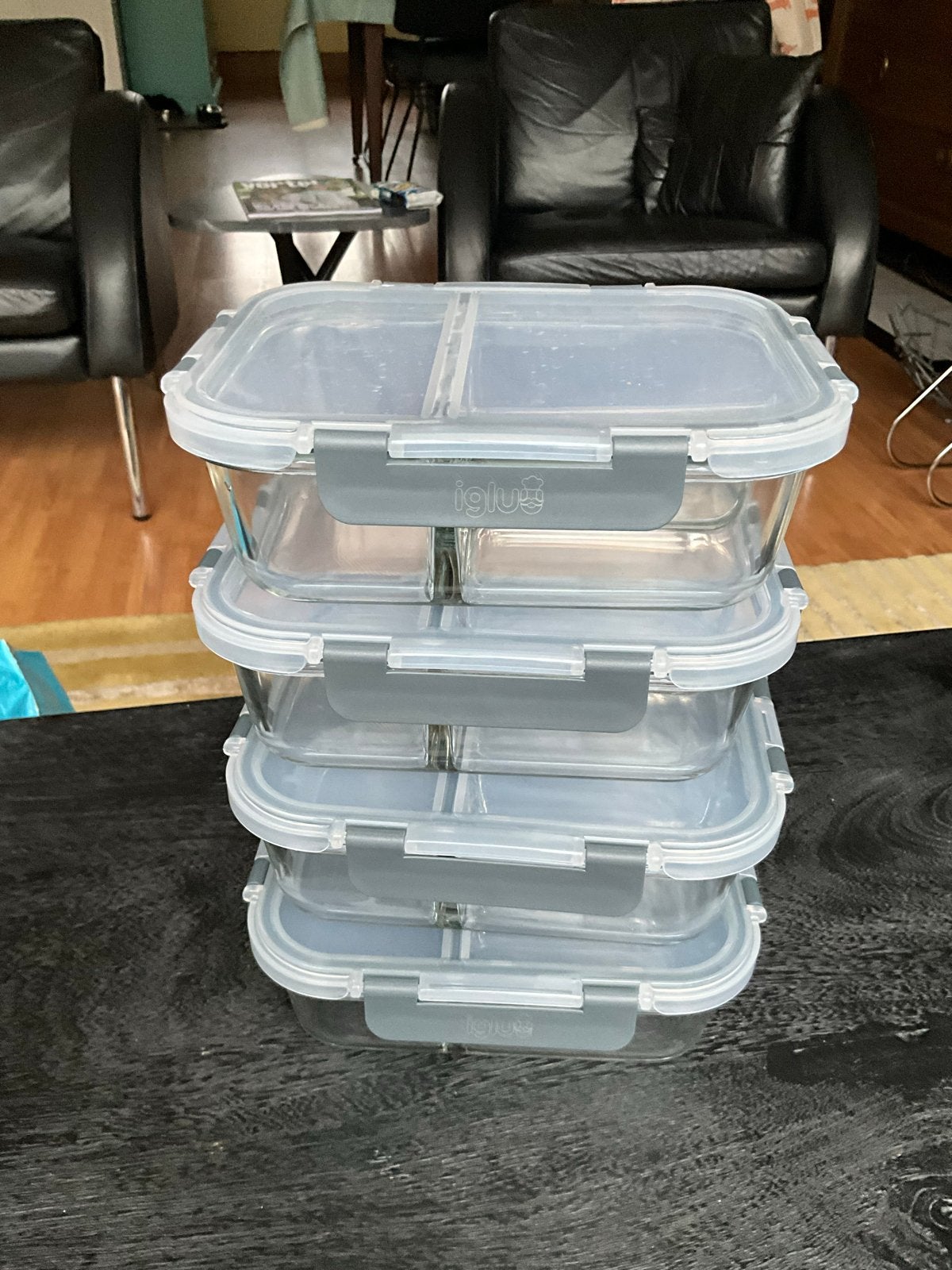 Igluu Meal Prep Glazen Vershoudbakjes - 980ml - 3 vakken, Huis en Inrichting, Nieuw, Ophalen of Verzenden, Overige merken, Glas